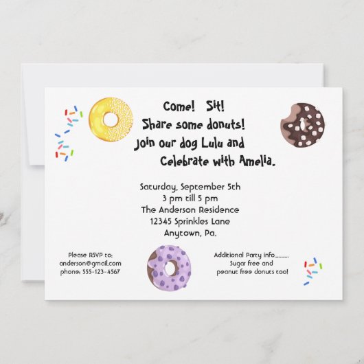 Funny Great Dane Pet Dog Donuts Birthday Party Kaart (Achterkant)