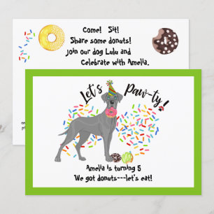 Funny Great Dane Pet Dog Donuts Birthday Party Kaart