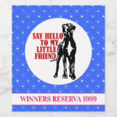 Funny Great Dane Winner Wine Wijn Etiket (Enkel label)