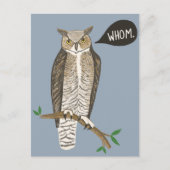 Funny Great Horned Owl WHOM Grammar Briefkaart (Voorkant)