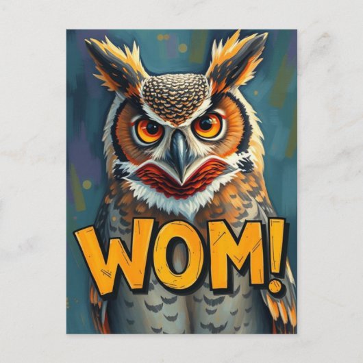 Funny Great Horned Owl WHOM Grammar Briefkaart (Voorkant)
