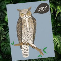 Funny Great Horned Owl WHOM Grammar