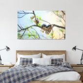 Funny Great Horned Owlets Fine Art Wildlife Canvas (Insitu (Slaapkamer))