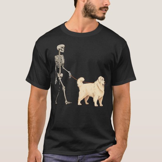 Funny Great Pyrenees Skeleton Dog Walking Hallowee T-shirt (Voorkant)