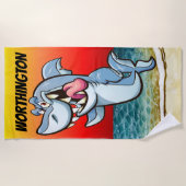 Funny Great White Shark Beach Towel Strandlaken (Voorkant)