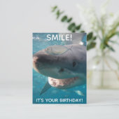 Funny Great White Shark Birthday Briefkaart (Staand voorkant)