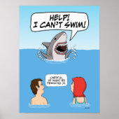 Funny Great White Shark Pranks zwemmers Poster (Voorkant)