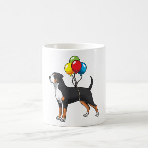 Funny Greater Swiss Mountain Dog with Balloons Koffiemok