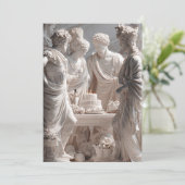 Funny Greek Statue Birthday Party Invitation Kaart (Staand voorkant)