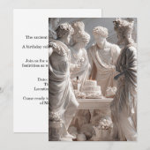 Funny Greek Statue Birthday Party Invitation Kaart (Voorkant / Achterkant)