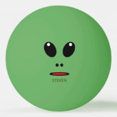 Funny Green Alien Face gepersonaliseerd Pingpongbal (Voorkant)