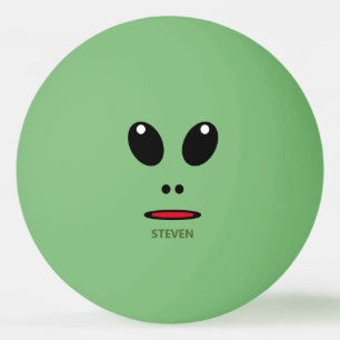 Funny Green Alien Face gepersonaliseerd Pingpongbal