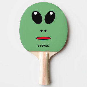 Funny Green Alien Face gepersonaliseerd Tafeltennisbatje