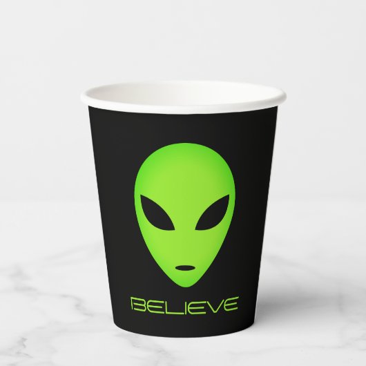 Funny green alien head op maat Birthday party Papieren Bekers (Achterkant)