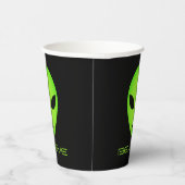 Funny green alien head op maat Birthday party Papieren Bekers (Rechts)