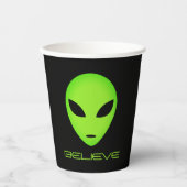 Funny green alien head op maat Birthday party Papieren Bekers (Voorkant)