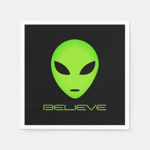 Funny green alien head op maat Birthday party Servet