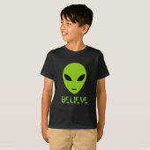 Funny green alien head to shirt for children (Voorkant volledig)