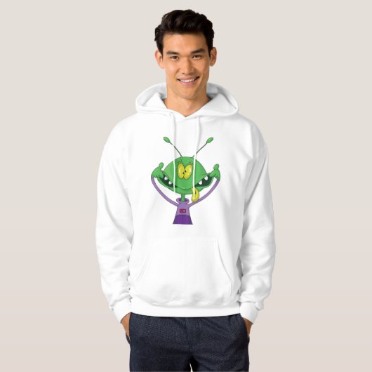Funny Green Alien Making Silly Face Hoodie (Voorkant volledig)