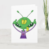 Funny Green Alien Making Silly Face Kaart (Voorkant)