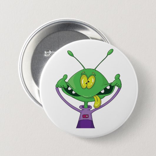 Funny Green Alien Making Silly Face Ronde Button 7,6 Cm (Voorkant /achterkant)