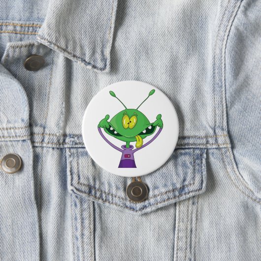 Funny Green Alien Making Silly Face Ronde Button 7,6 Cm (In situ)