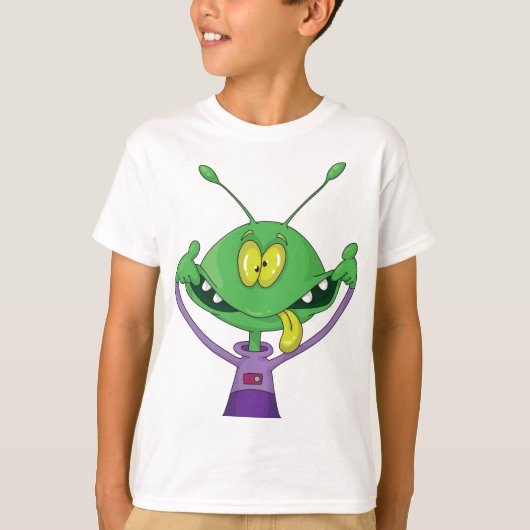 Funny Green Alien Making Silly Face T-shirt (Voorkant)