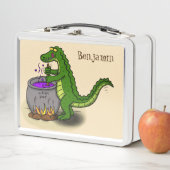 Funny green alligator kook cartoon (In situ)