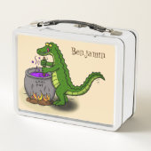 Funny green alligator kook cartoon (Achterkant)