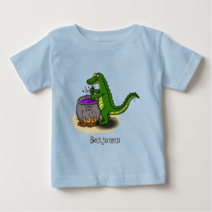 Funny green alligator kook cartoon