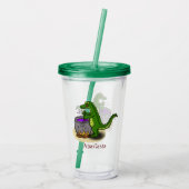 Funny green alligator kook cartoon acryl drinkbeker (Achterkant)