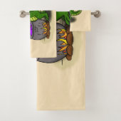 Funny green alligator kook cartoon bad handdoek (Insitu)