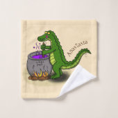 Funny green alligator kook cartoon bad handdoek (Wasdoekje)