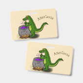 Funny green alligator kook cartoon badge (Voor- en achterkant)