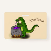 Funny green alligator kook cartoon badge (Achterkant)