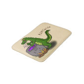 Funny green alligator kook cartoon badmat (Gekanteld)