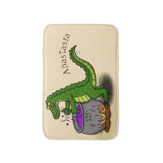 Funny green alligator kook cartoon badmat (Voorkant Verticaal)