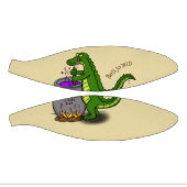 Funny green alligator kook cartoon basketbal (Panelen)