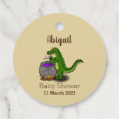 Funny green alligator kook cartoon bedankjes labels (Achterkant)