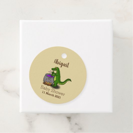 Funny green alligator kook cartoon bedankjes labels (In situ)