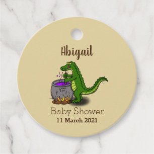 Funny green alligator kook cartoon bedankjes labels