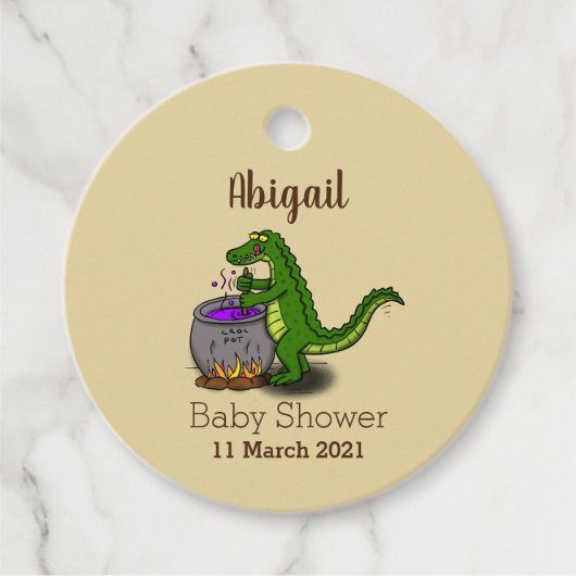 Funny green alligator kook cartoon bedankjes labels (Voorkant)