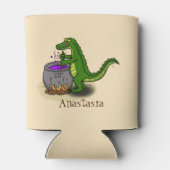 Funny green alligator kook cartoon blikjeskoeler (Achterkant)