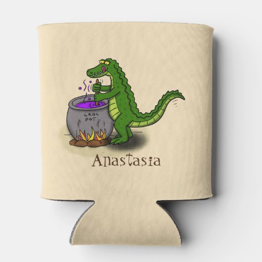 Funny green alligator kook cartoon blikjeskoeler (Achterkant)