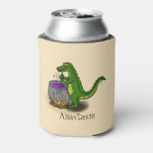 Funny green alligator kook cartoon blikjeskoeler (Blikje Achterkant)