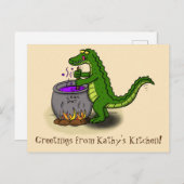Funny green alligator kook cartoon briefkaart (Voorkant / Achterkant)