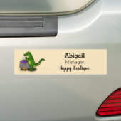 Funny green alligator kook cartoon bumpersticker (Op auto)