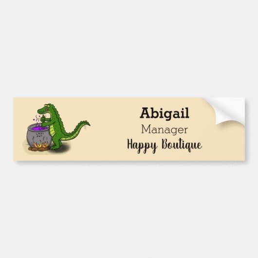 Funny green alligator kook cartoon bumpersticker (Voorkant)