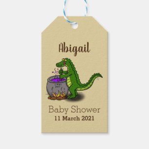 Funny green alligator kook cartoon cadeaulabel