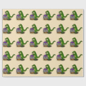 Funny green alligator kook cartoon cadeaupapier (Vlak)